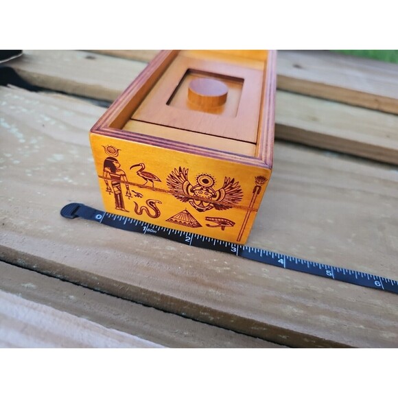 Egypt Wood Puzzle Box Pharaoh Birds Cobra Ankh Gods Hieroglyphs - Picture 9 of 9